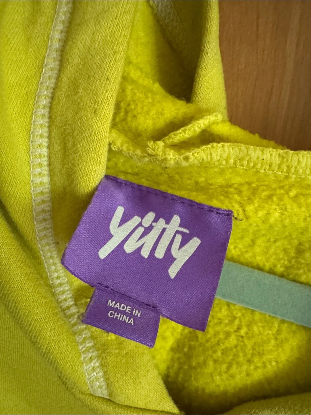 YITTY Bright Yellow Hoodie with White Script Logo - Picture 2 of 3